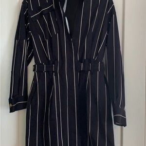 10 Crosby Derek Lam Black and White Striped Dress